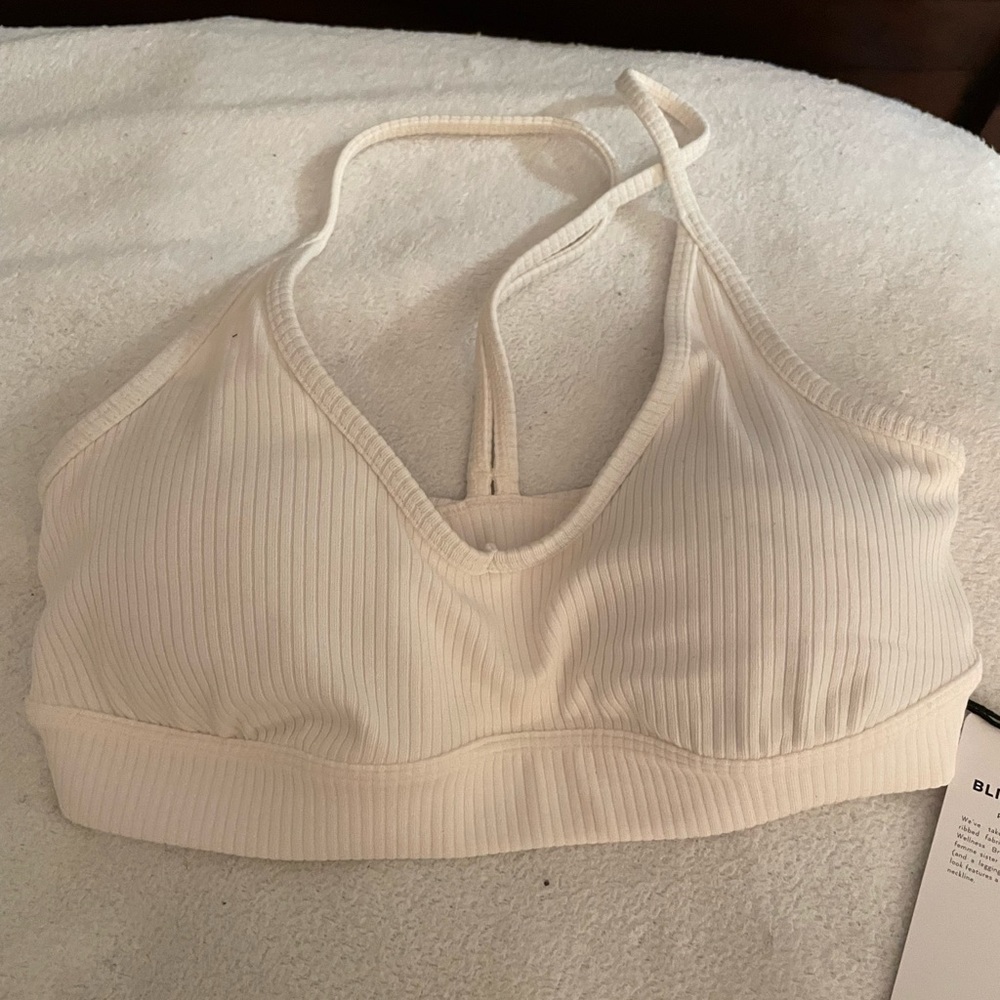 Alo yoga ribbed blissful bra size xs ivory brand new